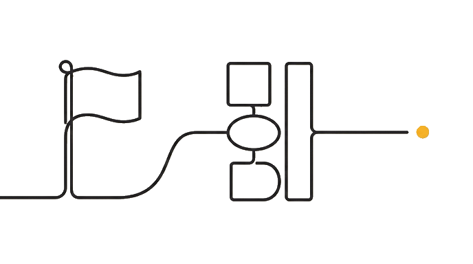 The brand job flag stands first, and visual pieces wait behind it.