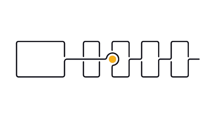 A design frame pauses before four empty review gates, with the golden dot stuck at the first unchecked gate.
