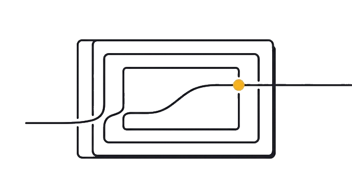 The rules stack from broad to local with conflict removed and the golden dot on the active file.