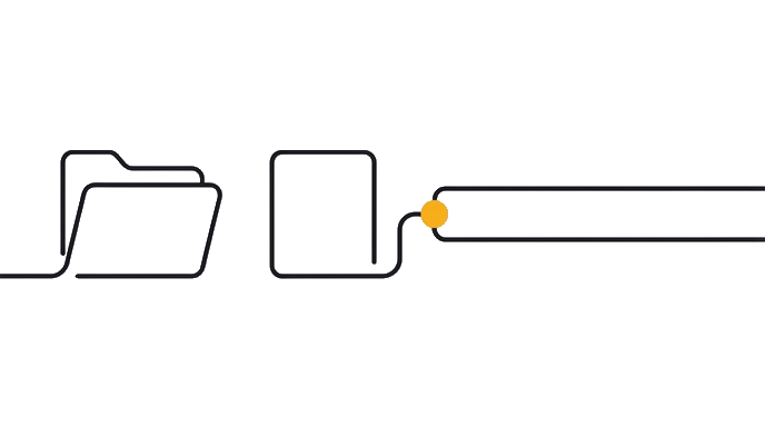 A workflow folder, instruction card, and simple schedule lane sit apart with no shared workspace.