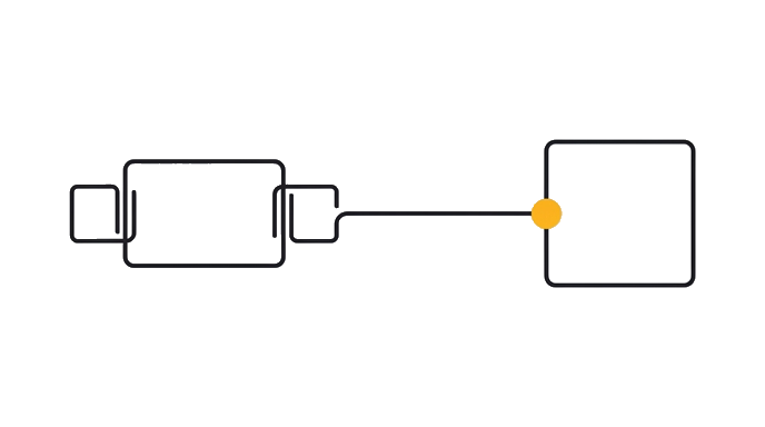 The request slab gains context blocks on both sides and leads to one usable answer block.