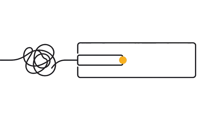 A short keyword strip lands in a wide blank answer field with no human context attached.