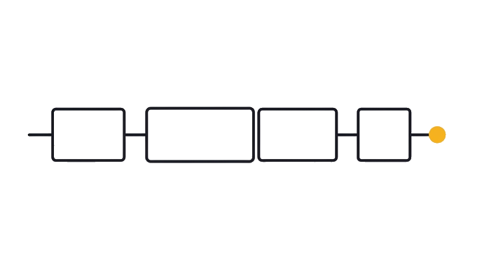 The request slab docks between role, situation, and result blocks, forming one clean conversation path to the golden dot.