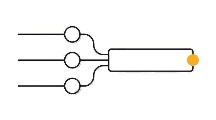 The paths separate into a hub lane and controlled peer lanes that meet only at review gates.