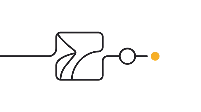 The bead feeds a rule block, then returns as a cleaner next-run path ending at the golden dot.