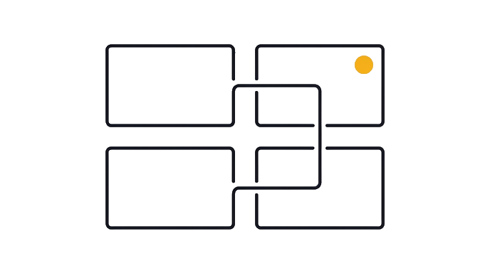 A four-corner portfolio map holds brief, project proof, contact path, and update lane, with the golden dot on project proof.