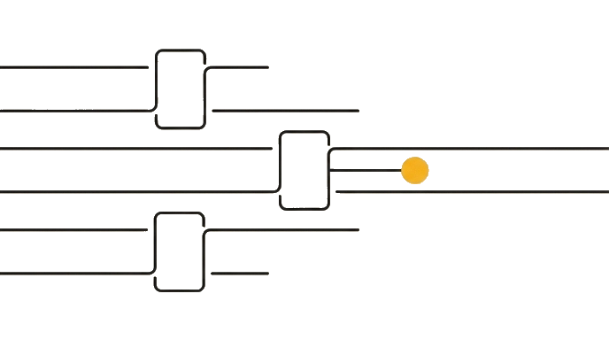 The routine becomes a reliable scheduled run with explicit inputs, timing, fallback, and a reviewed output path marked by the golden dot.
