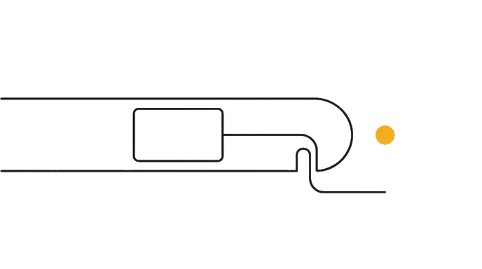 A blank outreach card waits behind a generic-message lane, with the golden dot marking the missing first contact.